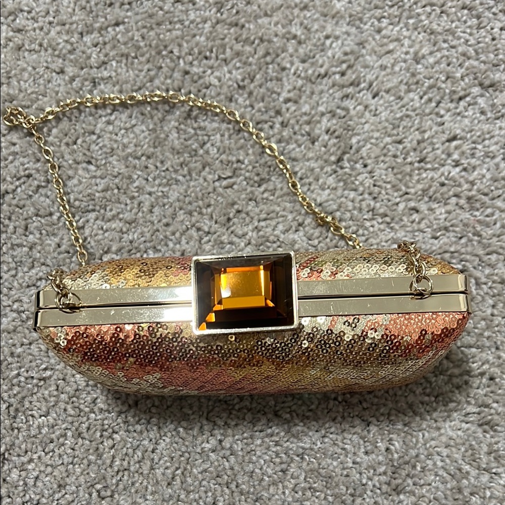 Sondra Roberts Sequin Clutch Bag - Gold and Orange - Picture 6 of 8